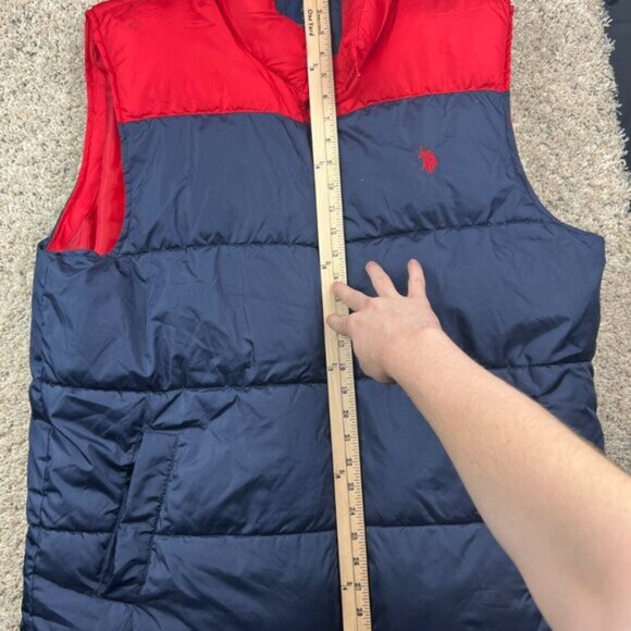 U.S. Polo Assn Puffer Vest XL Red Navy Blue Full Zip Winter Weather Warm - Picture 6 of 9